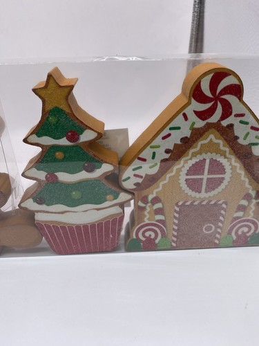 Gingerbread Tiered Tray Mini Decor 5 MDF Pieces Elf Ideas Table scape Village - Picture 4 of 10