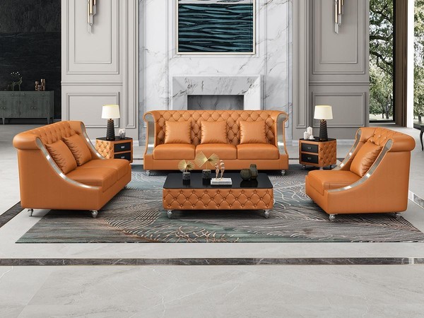 Chesterfield Sofagarnitur Polster Couch Ledersofa 321 Sitzer Wohnlandschaft Neu-image