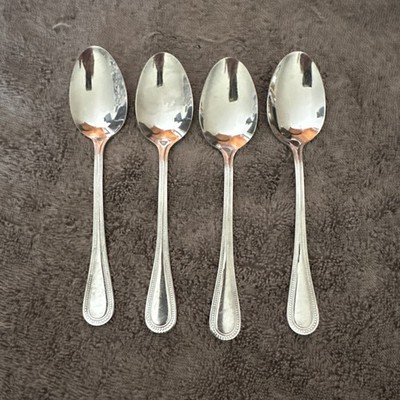 4 Wallace CONTINENTAL BEAD 6.25'' Teaspoons 18/10 Stainless Glossy Bead Flatware
