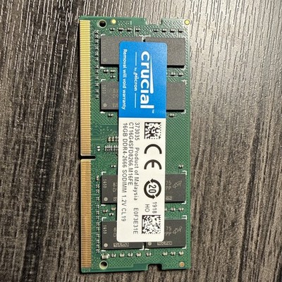 Crucial 16GB DDR4-2666 SODIMM Laptop RAM | Single Stick | Tested