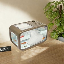 12 L/3.17 Gal Desktop Fish Tank Landscape Aquarium, Fish Bowl w/Top Feeding Hole