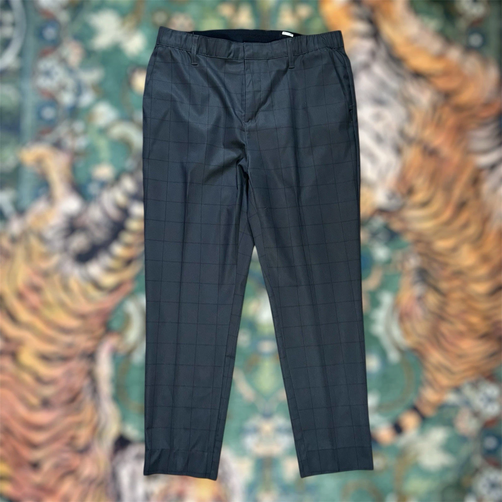 Bylt Performance Chino Pants Pleated Stretch Gray Check 34x26.5 Preppy