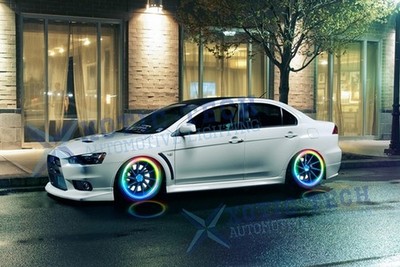 4x LED Tyre Tire Air Valve Stem Wheel Flash Cap Light For Mitsubishi Lancer
