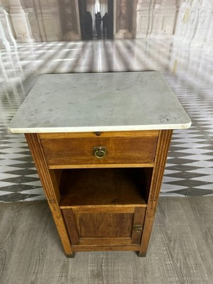 ANTIKER NACHTTISCH NACHTKONSOLE MIT MARMOR PLATTE UM 1890