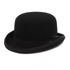 Classic Black Adults Bowler Hat 100 Wool 4 Sizes Sent Boxed