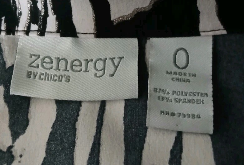 Zenergy Chicos Active Jacket Size 0 Small Full Zip Neema Brushstrokes 3/4 Sleeve