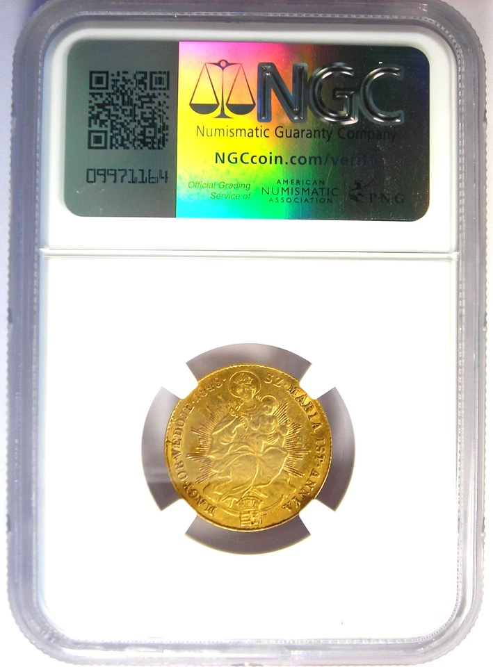 1848 Hungary Gold Ducat Independence Maria Coin 1D - Certified NGC AU Details - Image 3 of 4