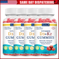 1-4Pack Vitamin D3 K2 Gummies - 1000 IU Vitamin D3 and K2 45mcg, Red Dates Flavo