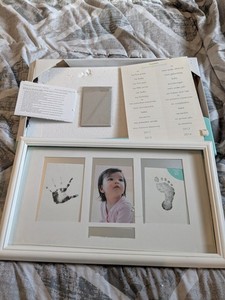 Babyprints White Photo Frame 18x11 Inches Clean Touch Ink pad New Open Box