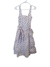 J.Crew Dress Womens 4 White Purple Floral Cotton Smocked Tiered Ruffle Sundress