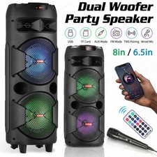 Loud Portable Bluetooth Speaker Dual Sub woofer Party Deep Bass Sound System