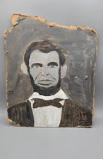EARL SWANIGAN Painting Folk Art Abraham Lincoln Outsider Art Black Artist