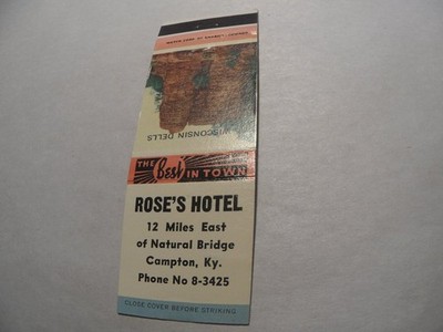 Rose's Hotel Campton KY Vintage Wisconsin Dells Scenic Matchbook