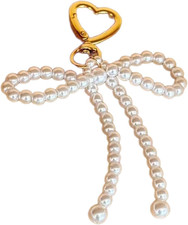 Pearl Bowknot Charm Heart Keychains Sweet Cute Pendant Ornament Keyring Backpack