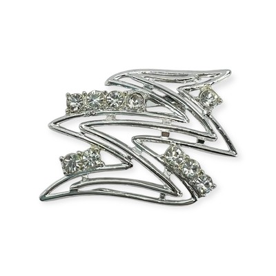 NEW WAVE ABSTRACT RHINESTONE LIGHTNING BOLT BROOCH MAGIC CELESTIAL WHIMSICAL VTG