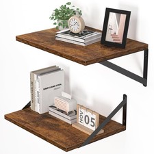 16W x 12D Deep Floating Shelves Set of 2 Rustic Brown