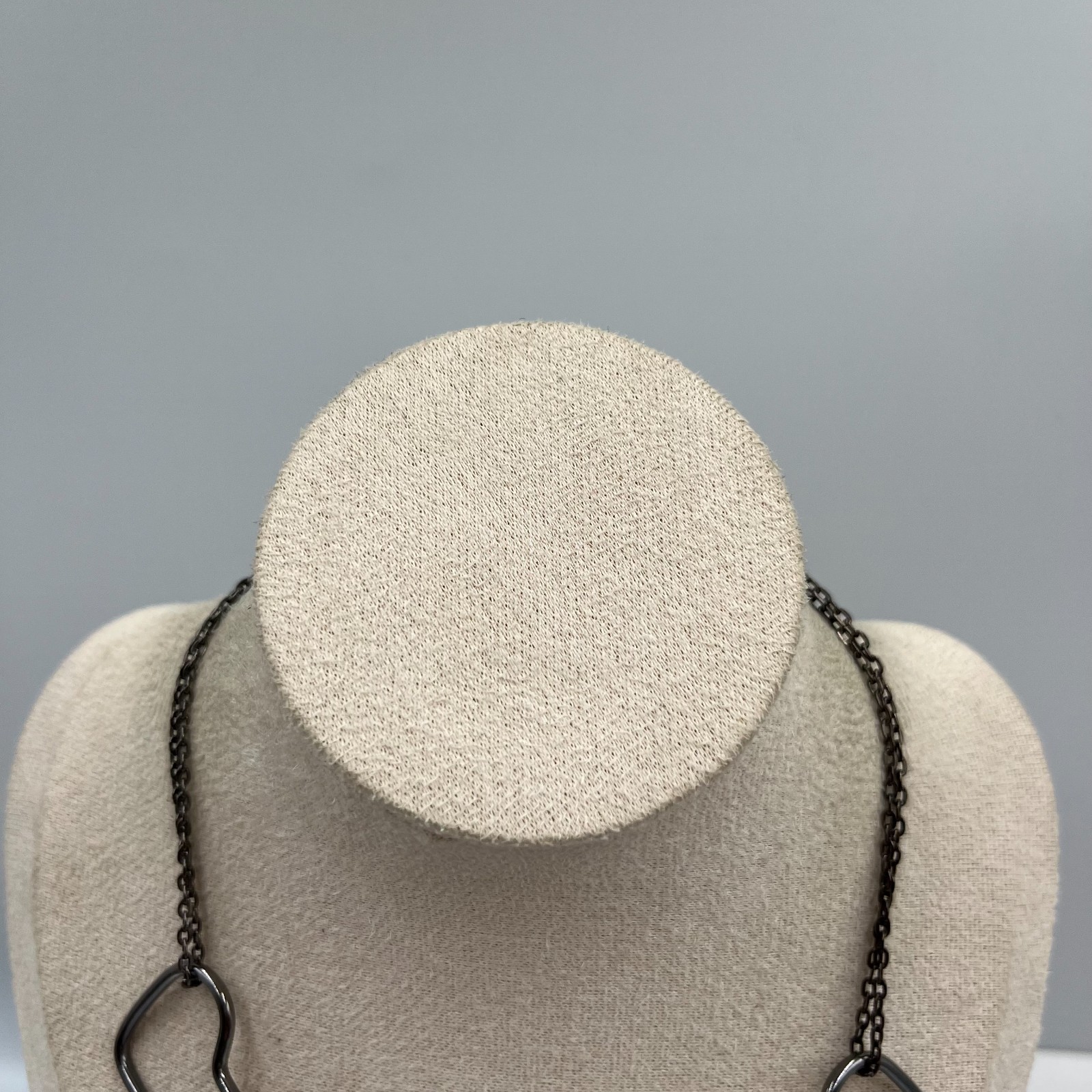 Vintage Silver Tone Interlocking Double Heart Nec… - image 2