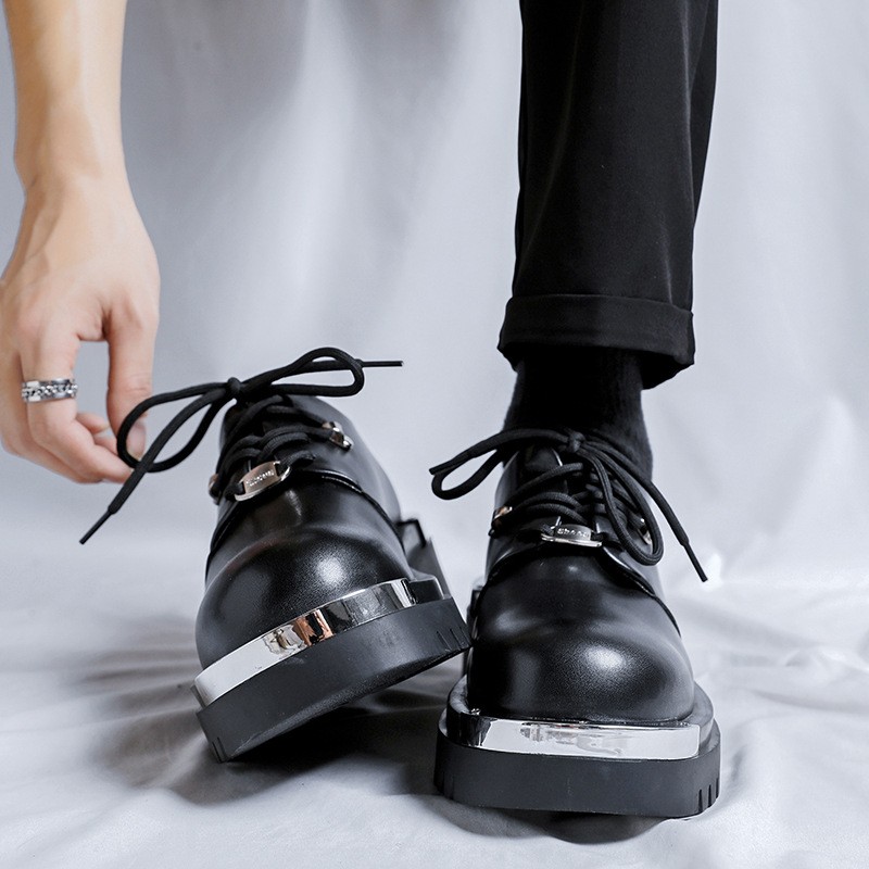 SAOLA Scarpe derby uomo eleganti formali metallo punta tonda stringate business lavoro ufficio hot