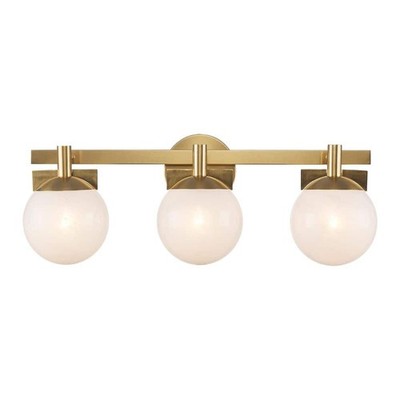 Monteaux Brooklyn 24 in Gold 3 Light Bathroom Vanity Fixture with Swirl Glass