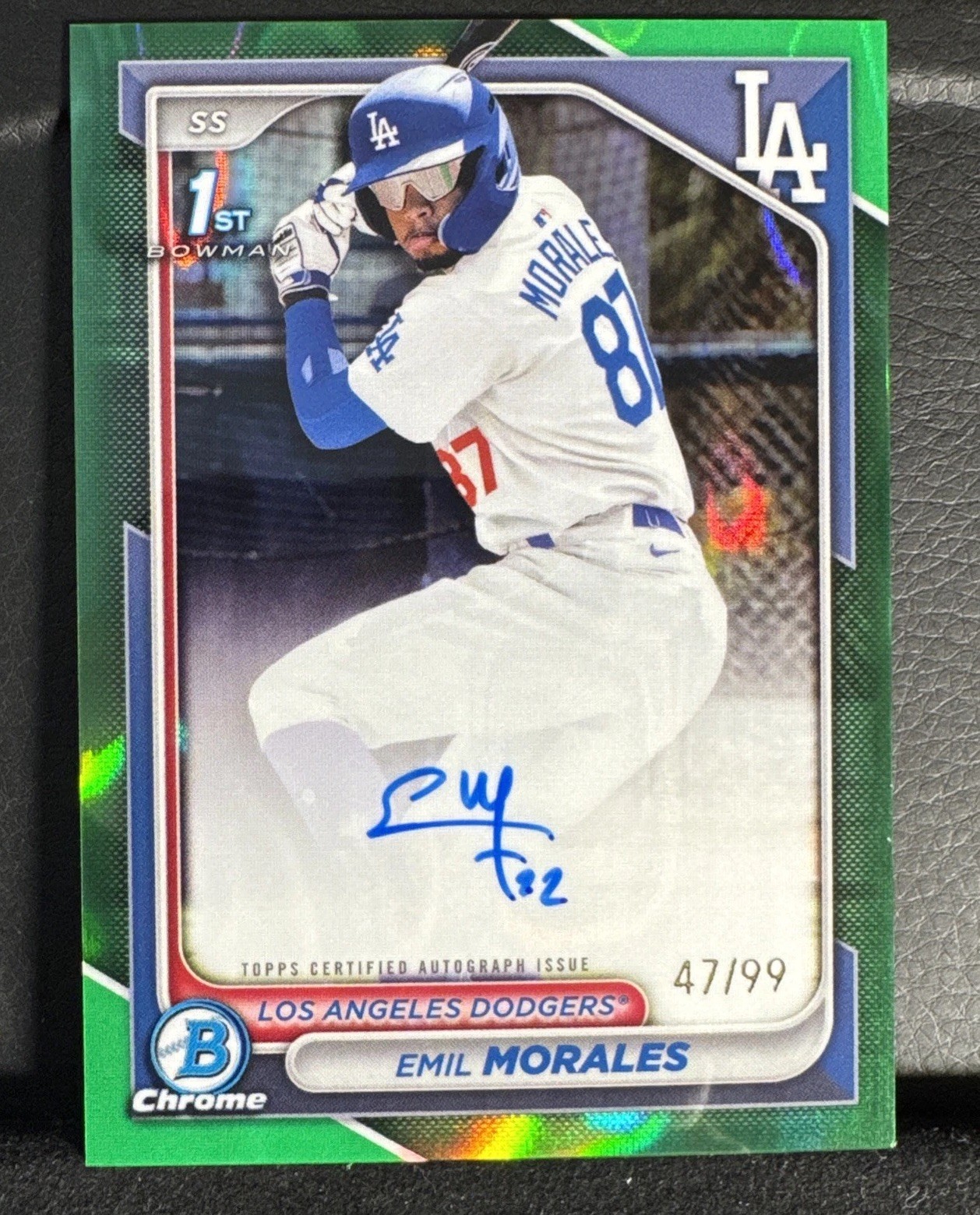 2024 Bowman Chrome 1st Prospect Auto Emil Morales Green Refractor #CPA-EM 47/99