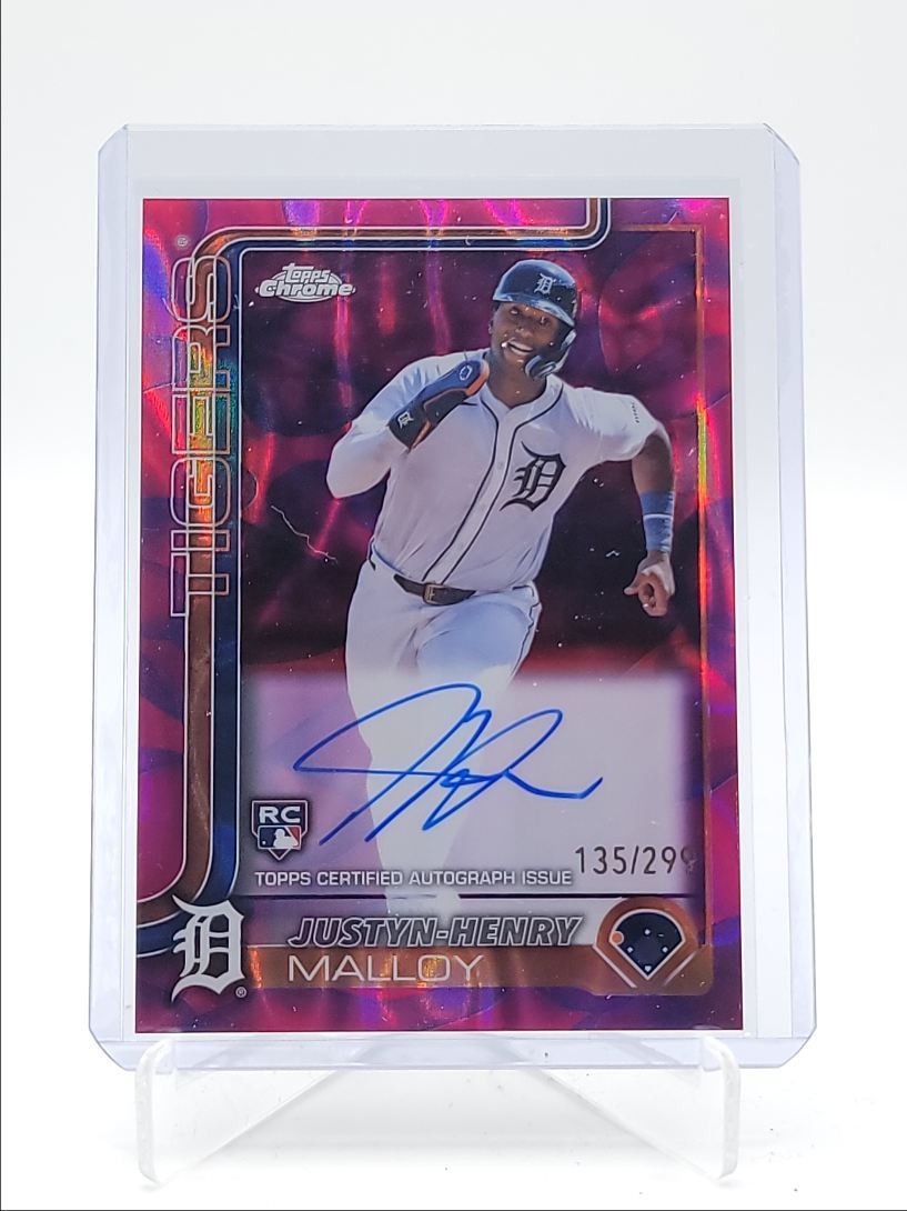 JUSTYN HENRY-MALLOY 2025 TOPPS CHROME ROOKIE MAGENTA PURPLE RC AUTO /299 Q3967