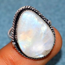 Rainbow Moonstone 925 Silver Plated Ring US 6 Holiday Theme Jewelry Trendy JW