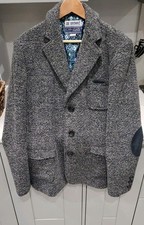 JOE BROWNS GREY HERRINGBONE TWEED WOOL BLEND JACKET COAT OUTER LIMITS Size L