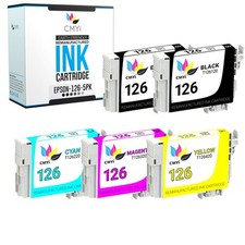 5-PK CMYi Replacement 126 Combo Pack Ink Cartridges for Epson Workforce WF-3530