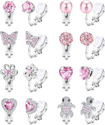 8 Paar Ohrclips Kinder Clip Ohrringe Mädchen on Ohrringe Ohne Ohrloch Hypoallerg