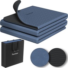 Foldable Yoga Mat for Travel Folding Yoga Mat 6mm Thick with Carrying Bag, No...