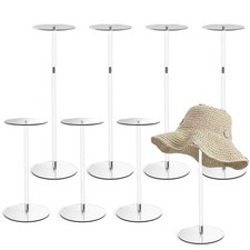 Acrylic Clear Hat Display Stand, 12" to 17" Adjustable Height Hat Holder, Wig...