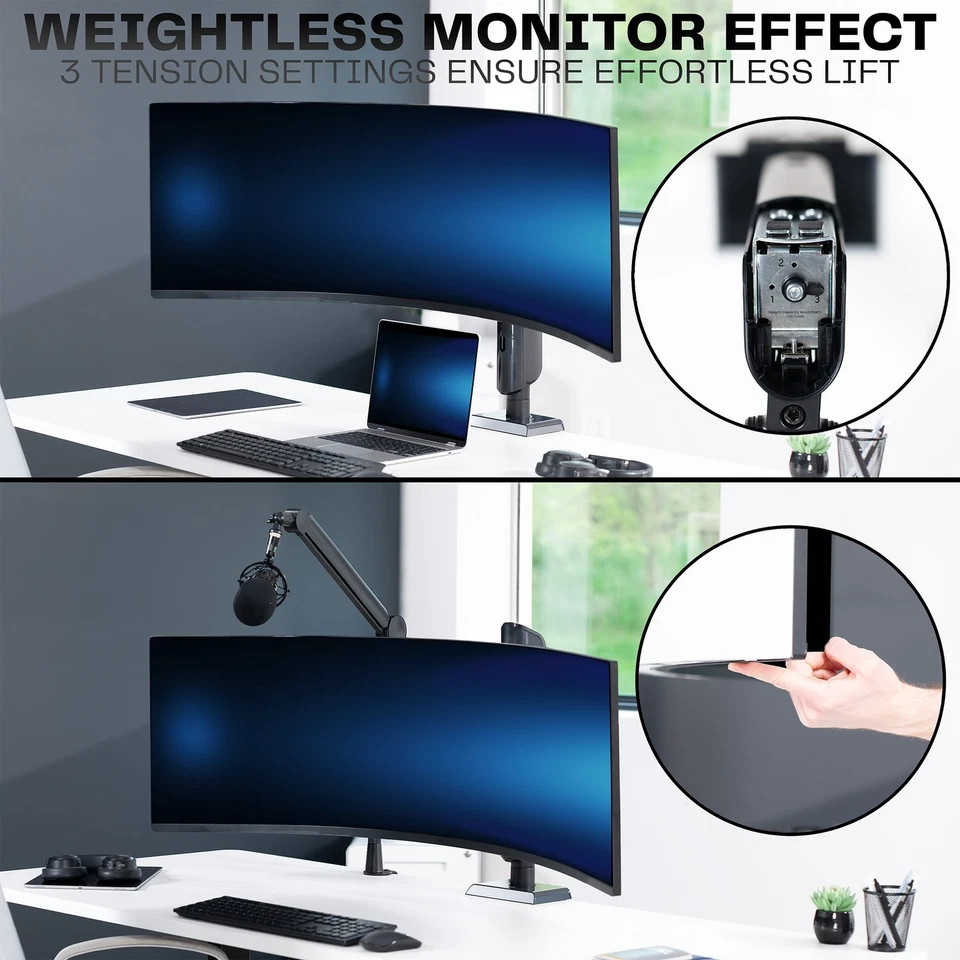VIVO Vertical Lift Single Ultrawide Monitor Desk Mount, Up to 49" Screens - Image 4 of 4