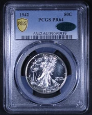 1942 Walking Liberty Half Dollar - 50c PCGS PR64 CAC ✅ - PCGS Gold Shield