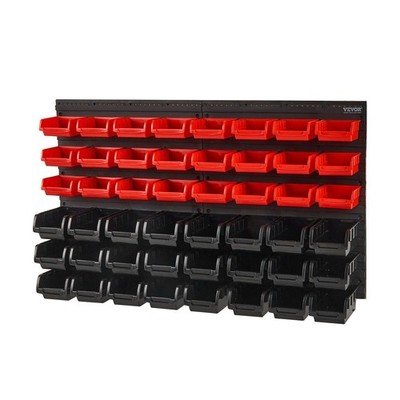 48-Cell Wall Mounted Bin System, Durable Plastic Organizer for Small Items