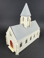 Vintage 1950s PLASTICVILLE O-Scale Model Church Building White Plastic