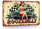 Vintage Rockabilly Metal Sign | Classic Car and Trophy Design, NEW 8x12