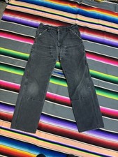 Vintage Carhartt Carpenter Double Front Work Pants Black B01 BLK 34x34 Knee