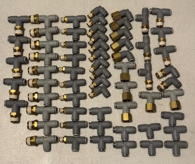 LEGRIS 1/4'' Push-To-Connect Air Fittings & Pipe Adapters, Lot Of 63 Pieces