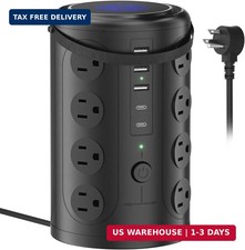 Tower Surge Protector Power Strip 16 AC Outlets 5 USB Ports Including 2 Type-