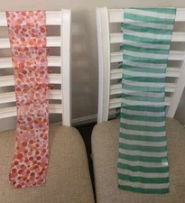 (2) Multicolor  Sheer Oblong Scarf Stripped /Polka Dot Narrow