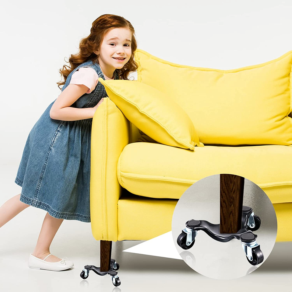 4Pack Furniture Mover Dolly 3Wheel Steel Tri Heavy Duty Mobile Free