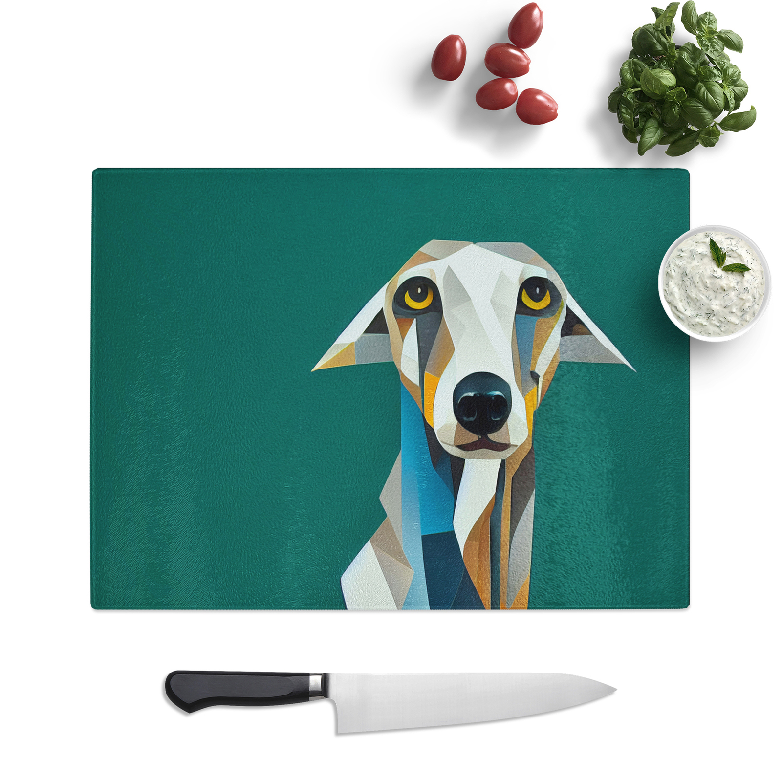 Greyhound Geometric Chopping Board Kitchen Glass Surface Protector