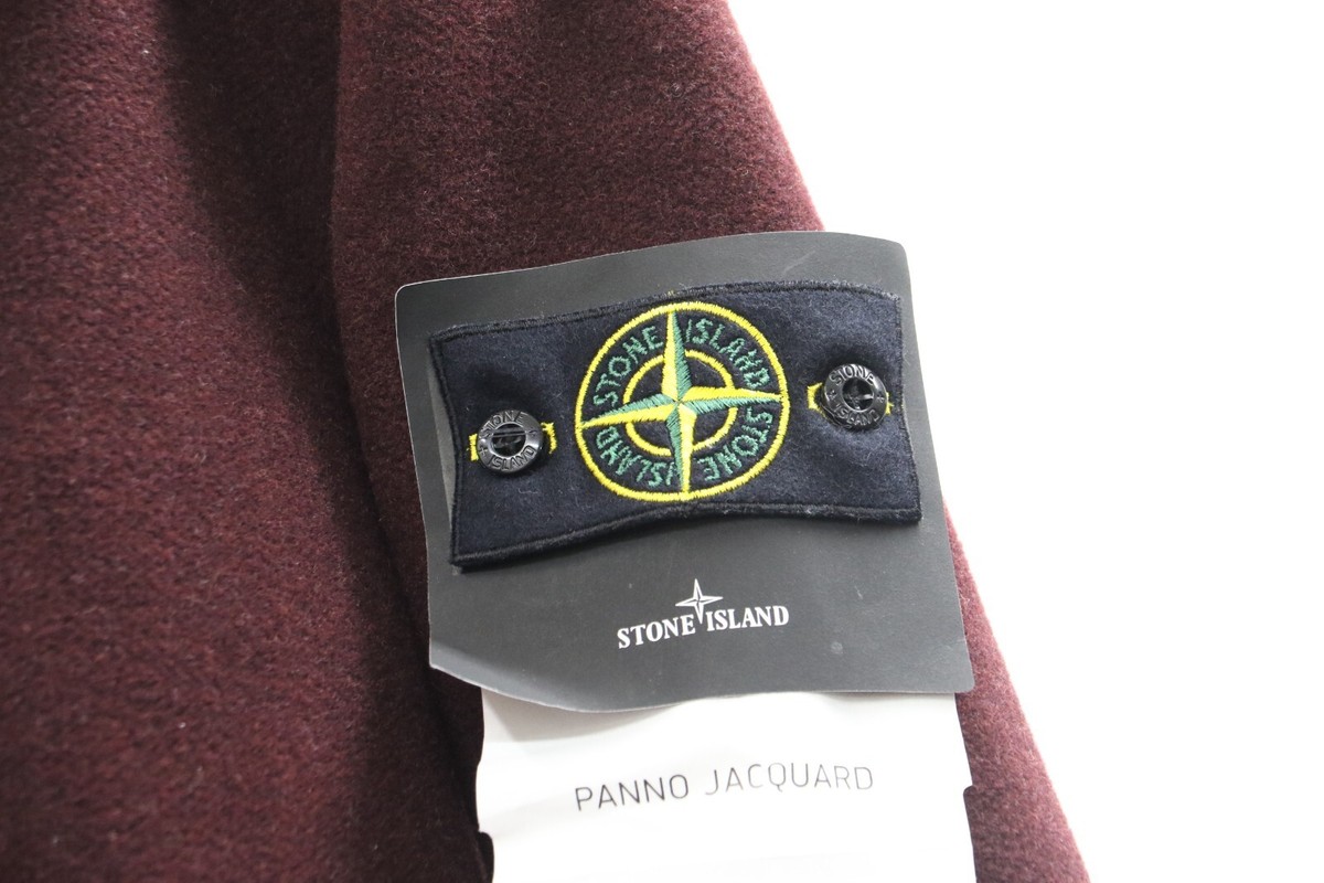 Stone Island 'Panno Jacquard' Mens Small Long Coat- Burgundy