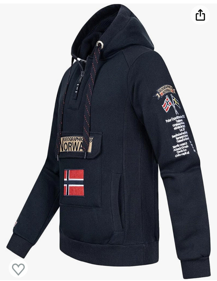 Geographical Norway Garlon Men - Felpa Cappuccio Con Tasca A Canguro Uomo - Felpa Pullover Hoody Caldo A Maniche Lunghe - Abito Ideale Primavera Estate Autunno Inverno (Nero S