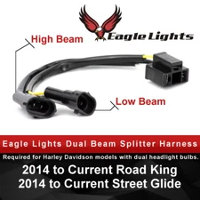 Eagle Lights Splitter Harness for Harley Dual Bulb Headlights H4 to H9 / H11