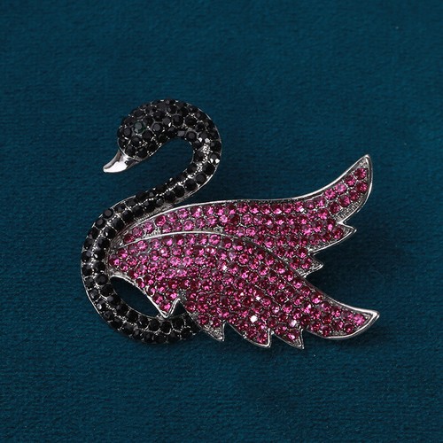 Beautiful Art Deco Style Enamel Crystal Black Swan Brooch Badge Pin Gift - Picture 11 of 12