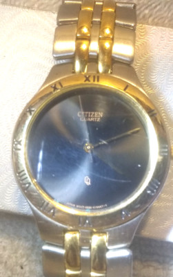 Citizen CQ Quartz Watch Men Black Dial 5530-K04948 Bracelet New Bat Works !!!