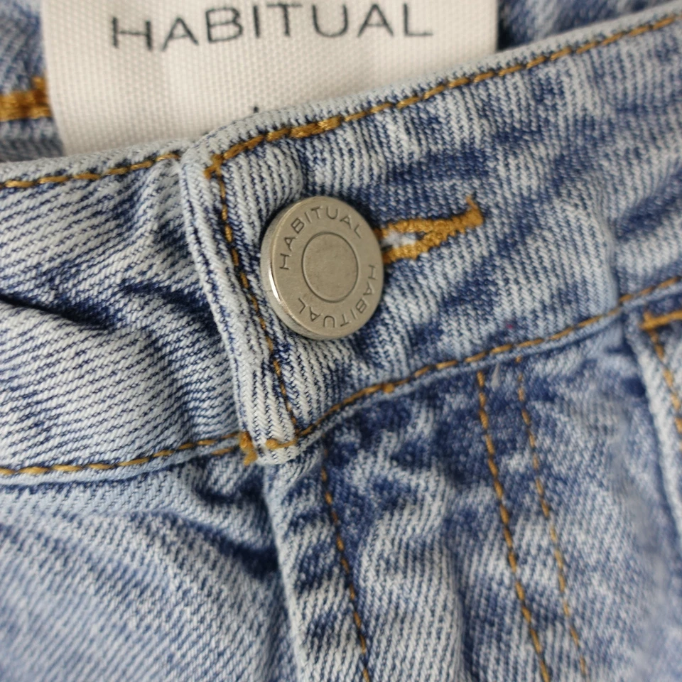 Pantalones de mezclilla Habitual para mujer 0 25 azul claro cargo utilitarios cintura alta patinadora mamá Foto 3 de 4