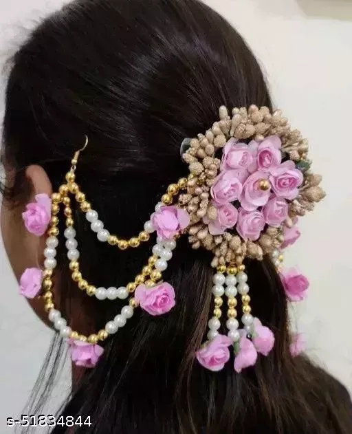 Indian Women Artificial Flower Hair Accessories For Fashion 3Wedding Vani Gajra