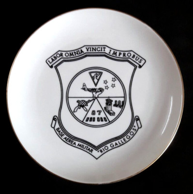 Argentina Military Commemorative Plate Verbano Porcelain Rio Gallegos Air Base